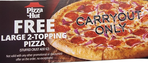 1 Large (regular crust) 2 topping pizza (1 Per Purchase)